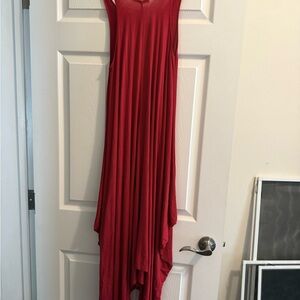 Love in Asymmetrical Red Sleeveless Maxi Dress
